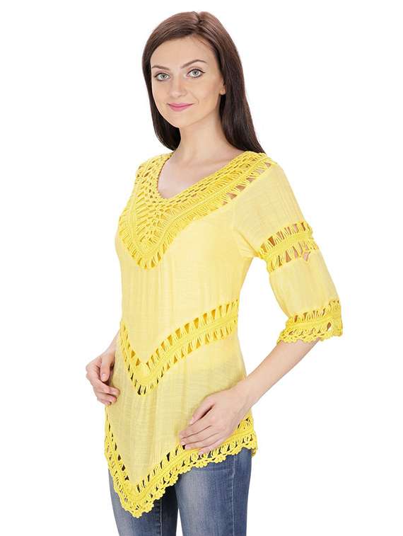 v-neck crochet tunic - 15916439 -  Standard Image - 1