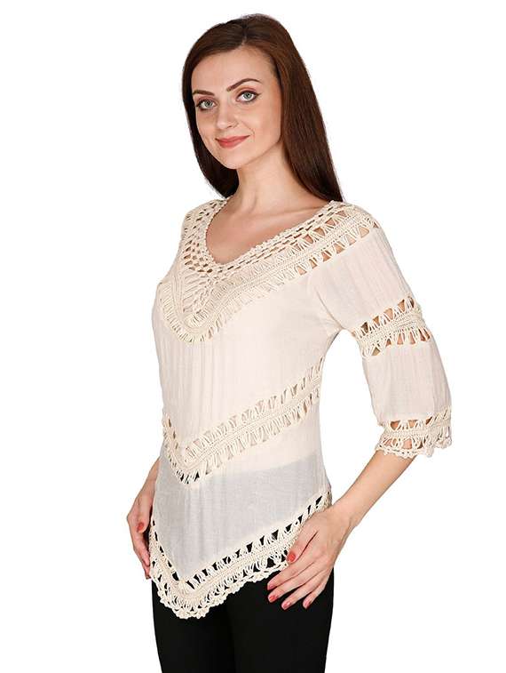 v-neck crochet tunic - 15916440 -  Standard Image - 1