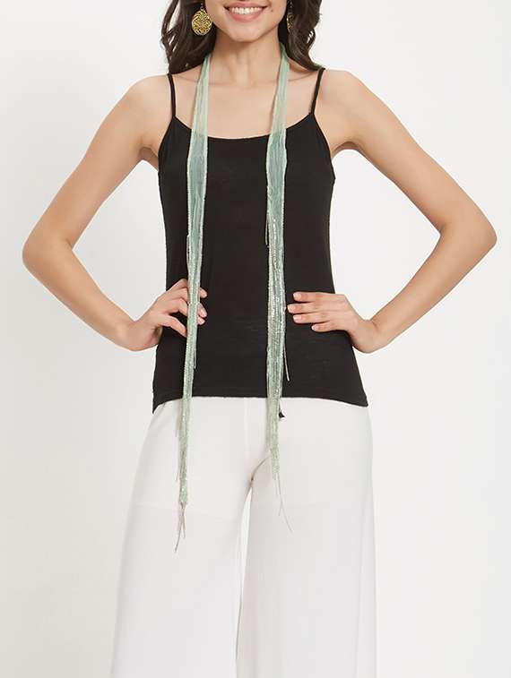 green embellished stole
