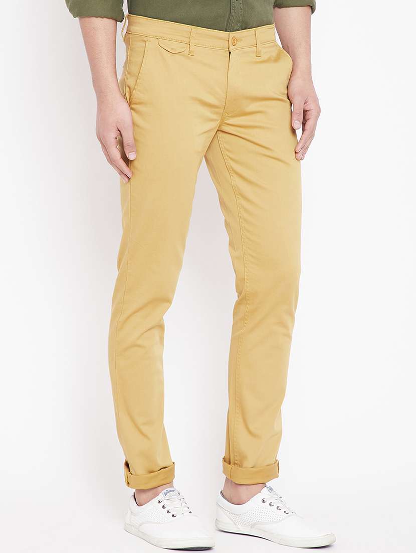 yellow cotton blend chinos - 15916816 -  Standard Image - 1