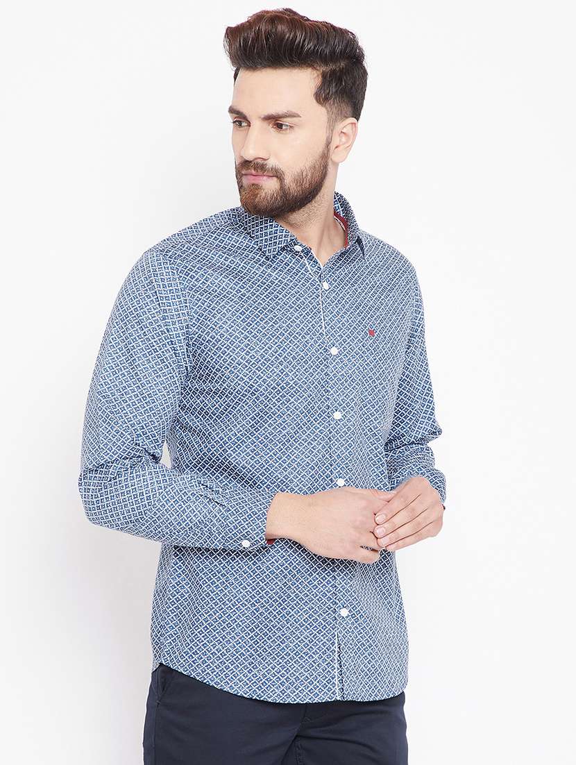 blue printed casual shirt - 15916844 -  Standard Image - 1