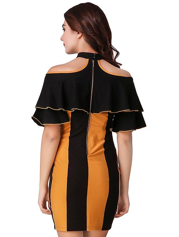 ruffled overlay striped sheath dress - 15918916 - Standard Image - 1