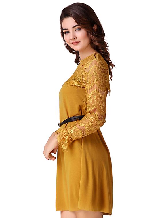 lace paneled a-line dress - 15918917 -  Standard Image - 1
