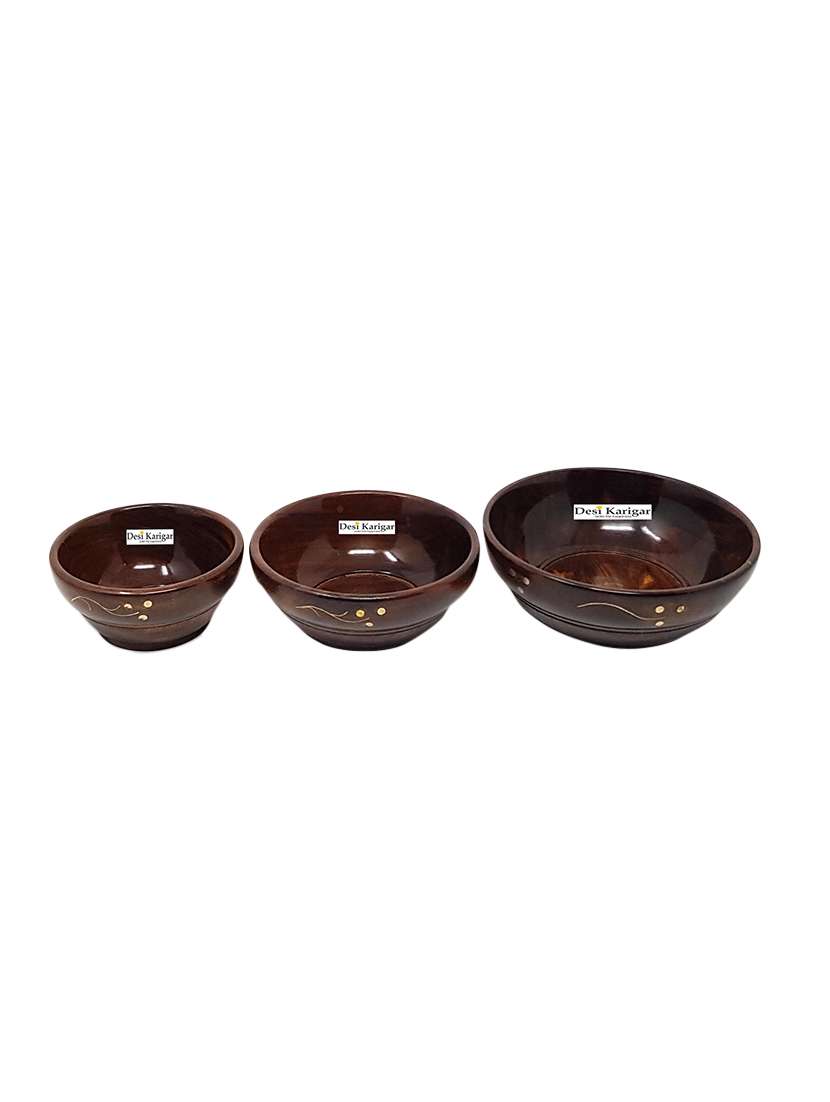 handicrafts brown wood bowl set of 3 - 15919364 - Zoom Image - 0