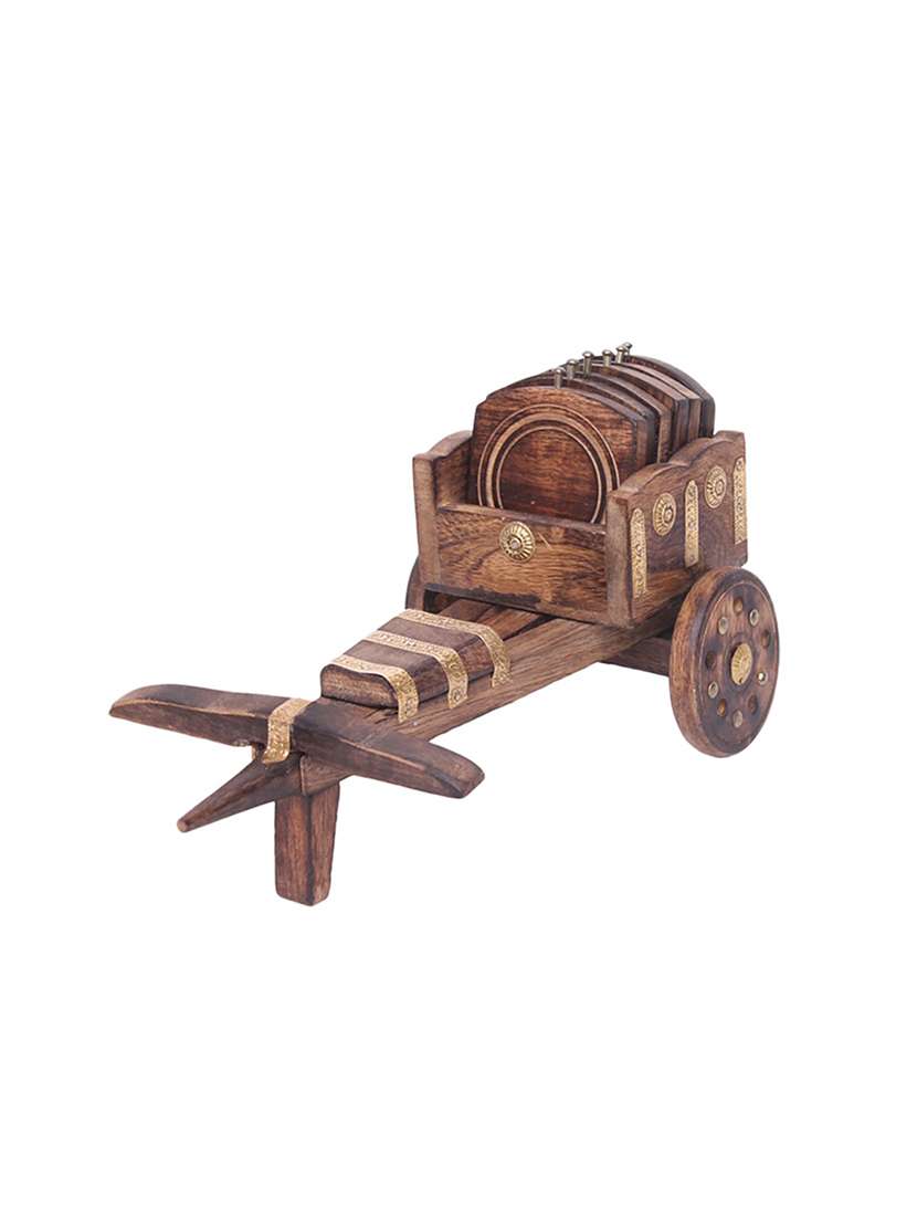 desi karigar wooden cart coaster