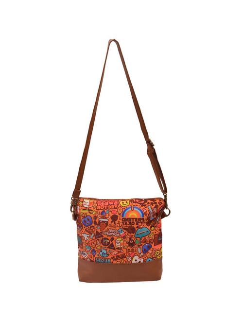 brown printed sling bag - 15920762 -  Standard Image - 0