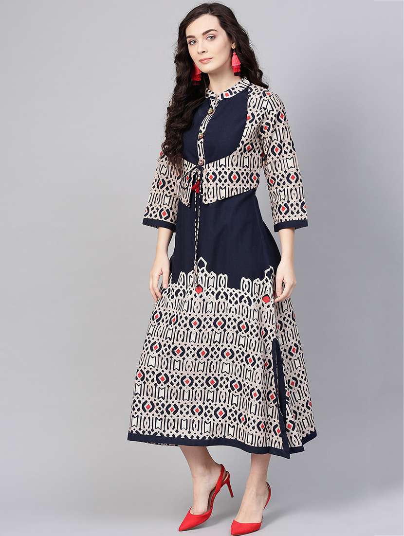a-line printed dress with tassels - 15921179 -  Standard Image - 1