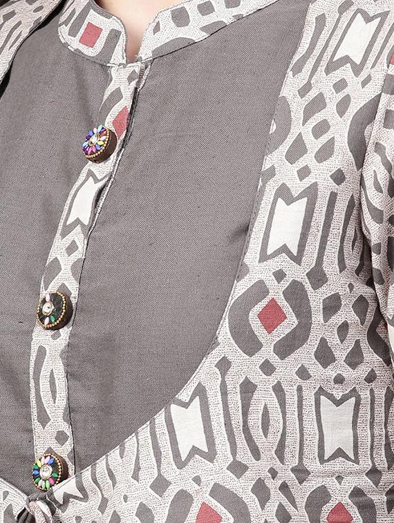 a-line printed dress with jacket - 15921180 - Standard Image - 4