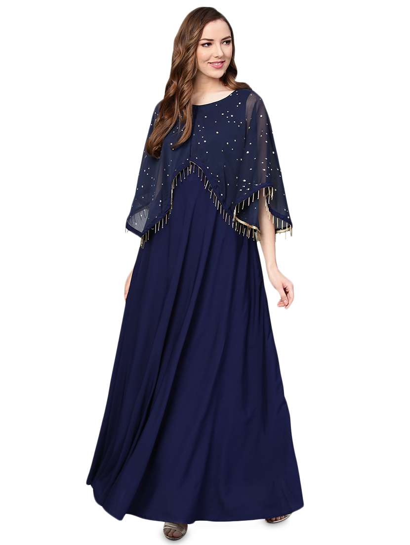 embellished a-line dress with crepe
