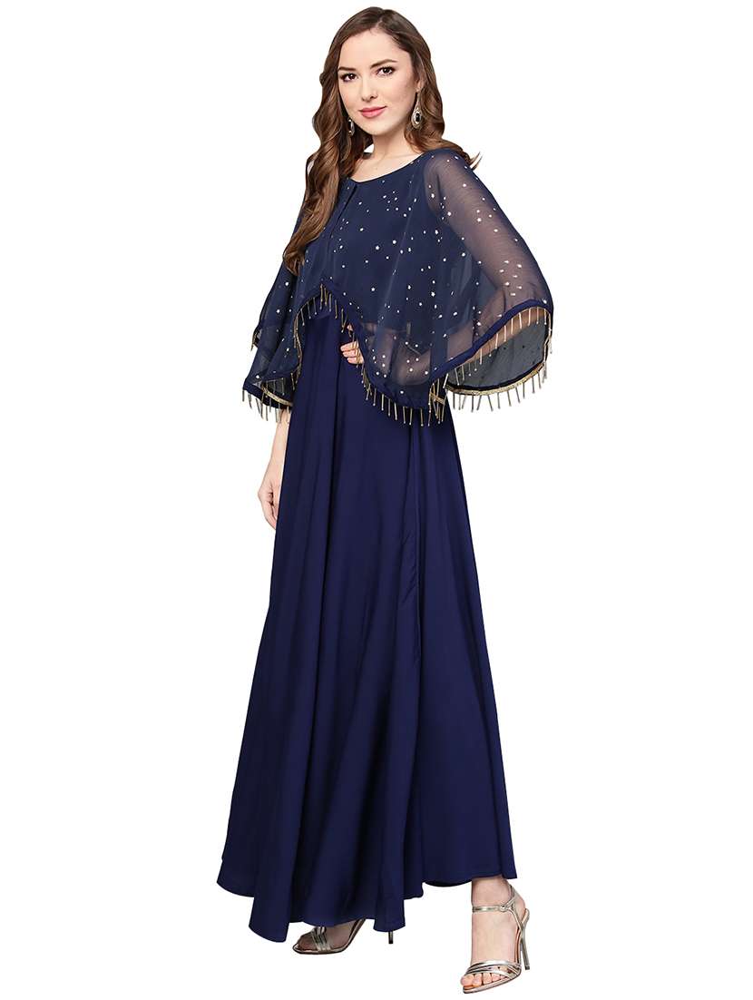 embellished a-line dress with crepe - 15921693 -  Standard Image - 1