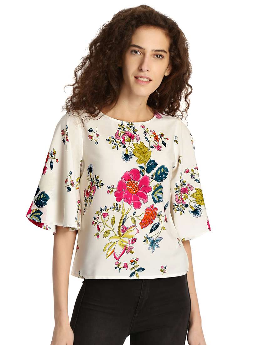 floral bell sleeved top