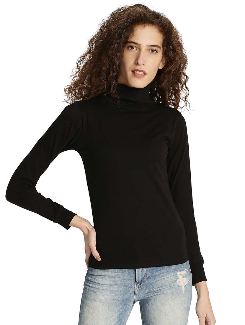 women's plain high neck t-shirt