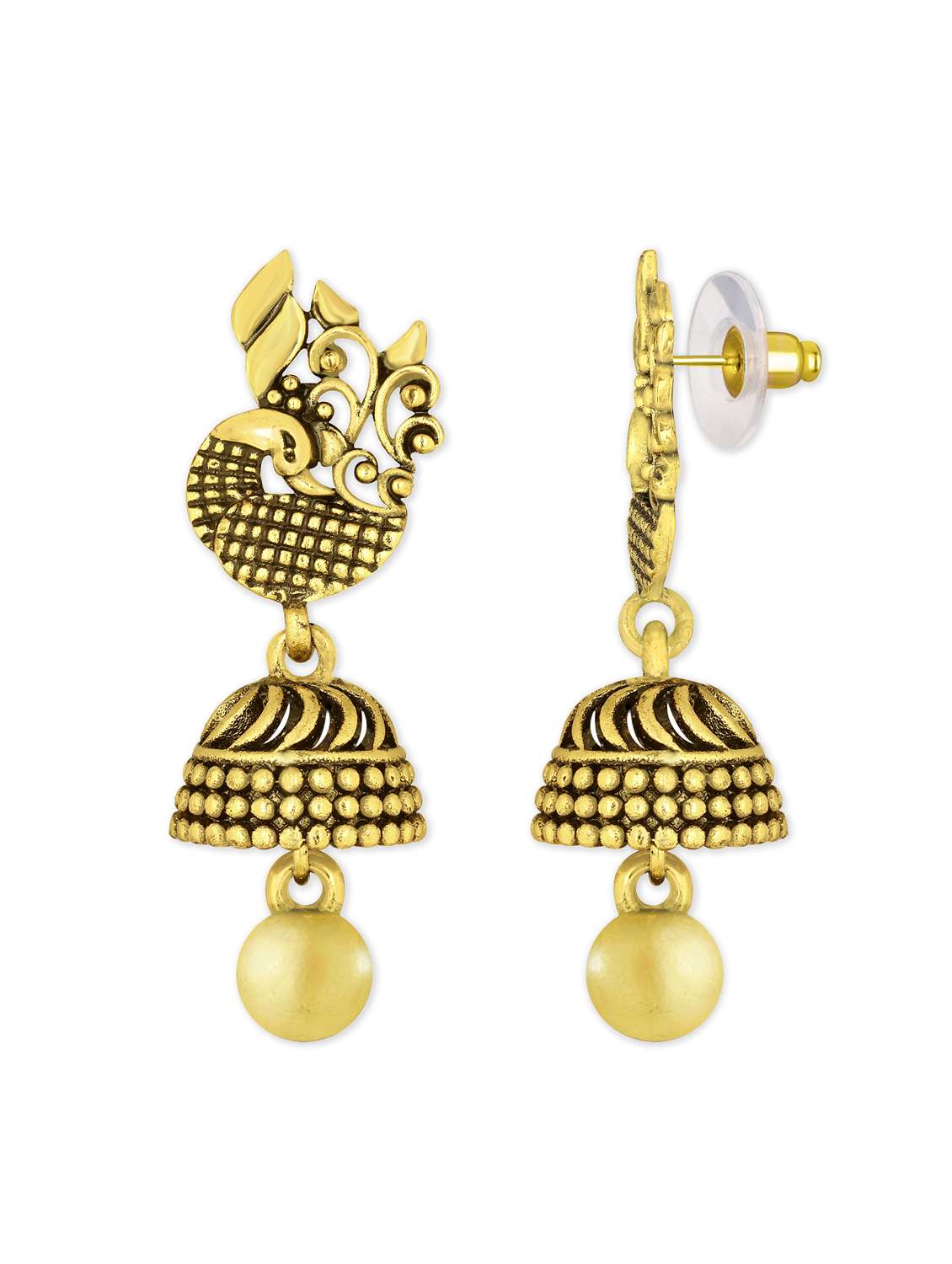 gold metal jhumka earring - 15922931 - Standard Image - 1