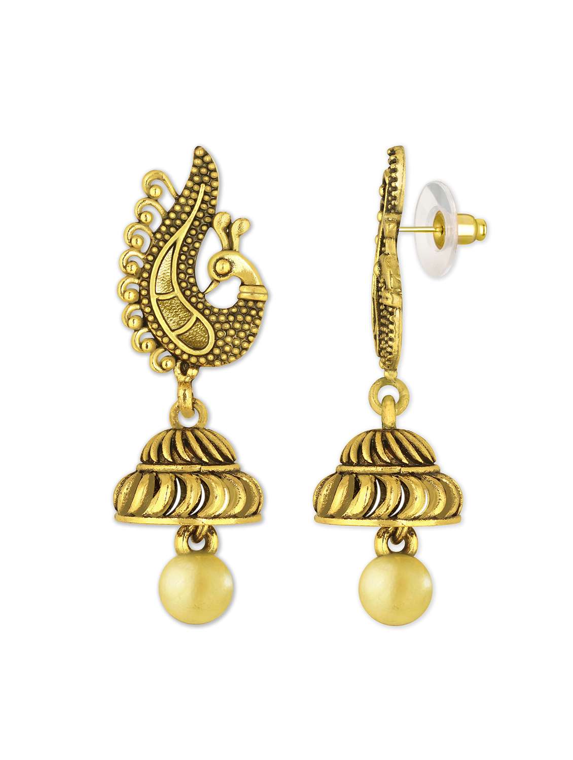 gold metal jhumka earring - 15922932 -  Standard Image - 1