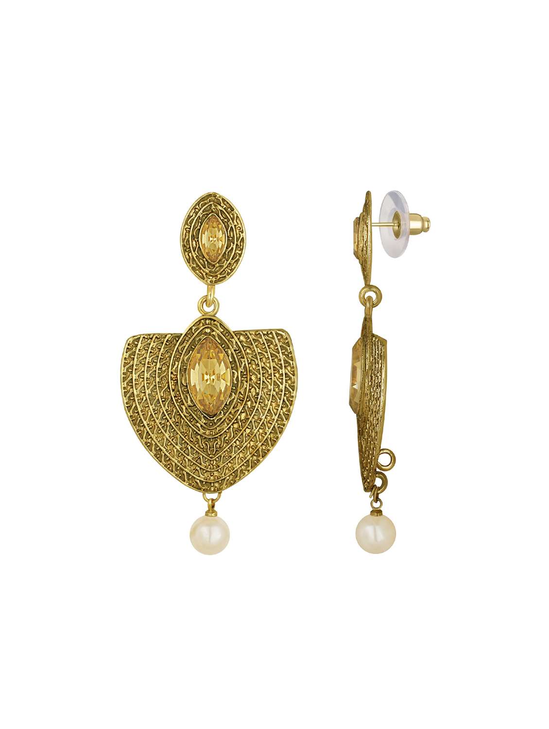 gold metal drop earring - 15922938 -  Standard Image - 1