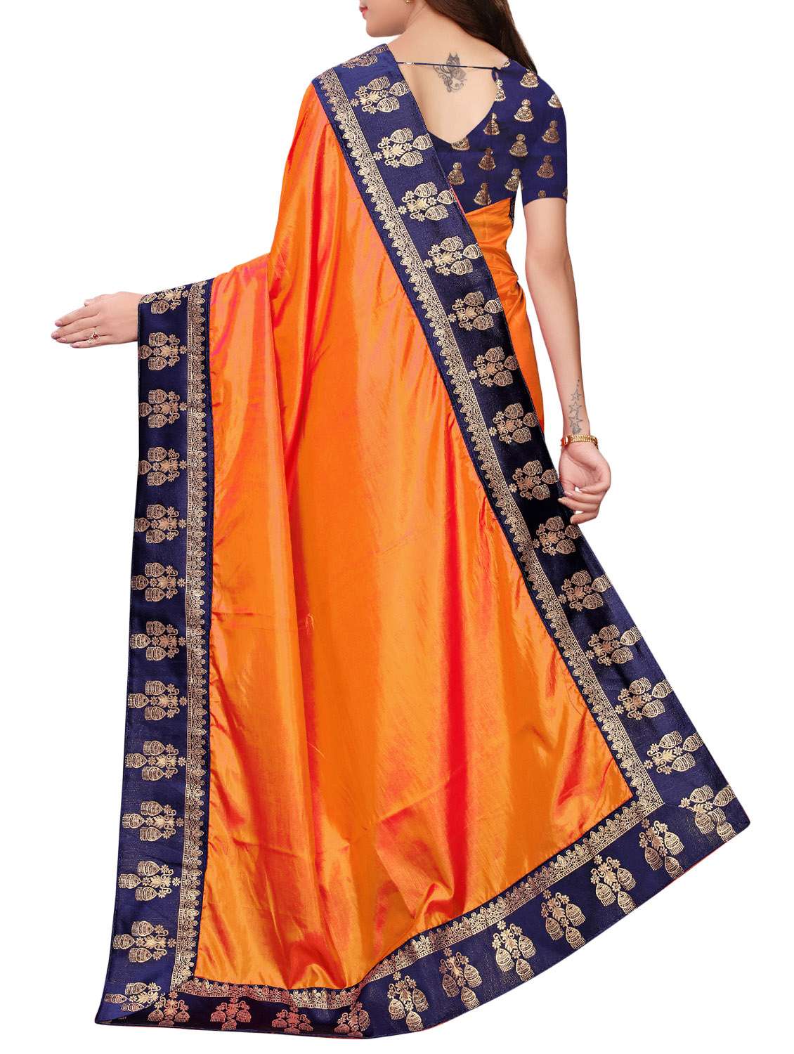 ethnic motif printed saree with blouse - 15923466 -  Standard Image - 1