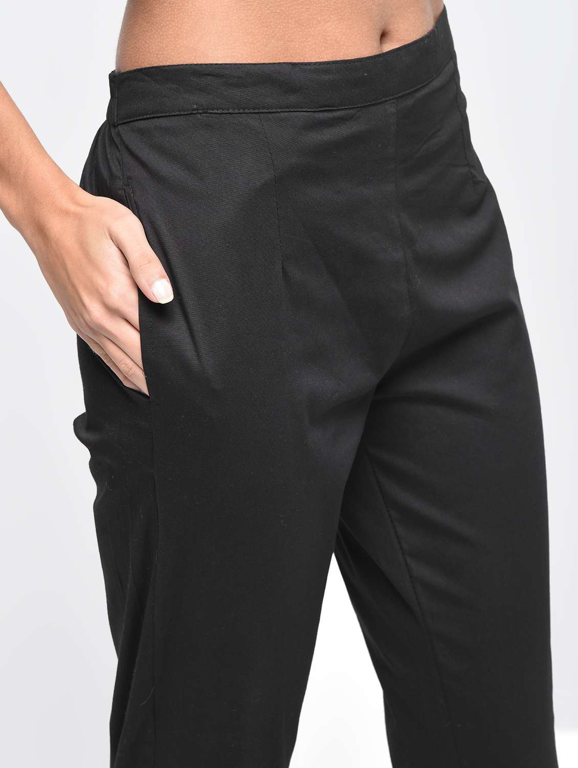 button detail flat front trousers - 15923486 -  Standard Image - 4