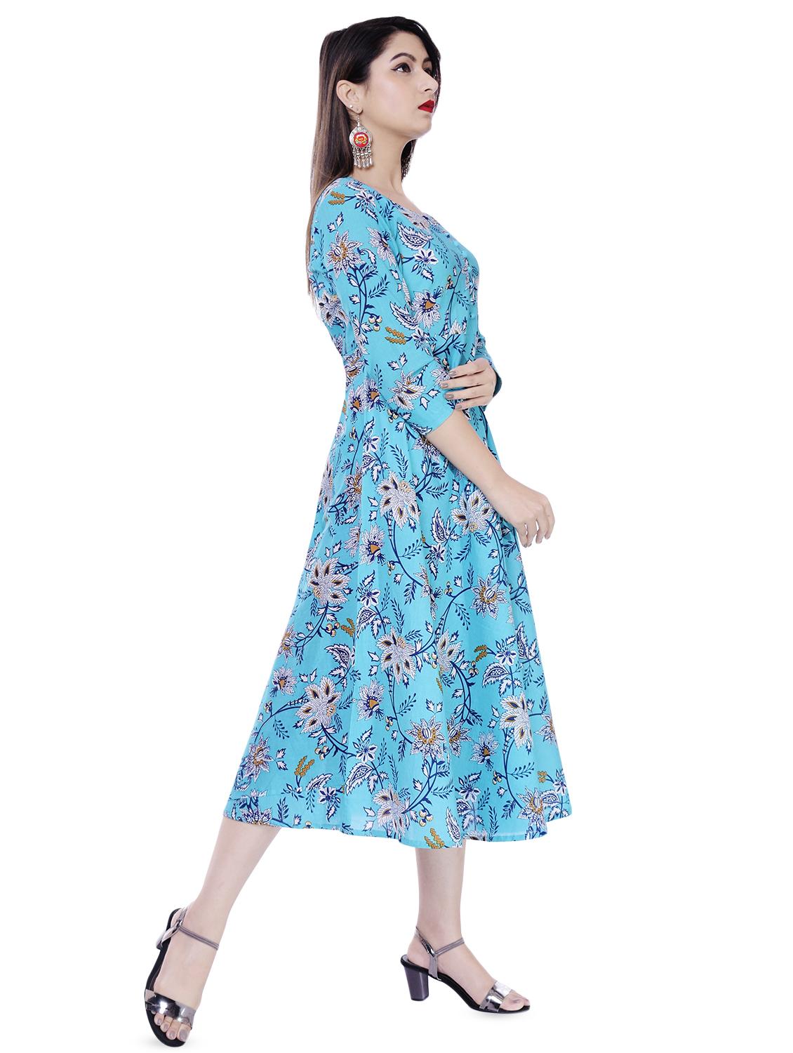 floral print flared ethnic dress - 15925611 - Standard Image - 1