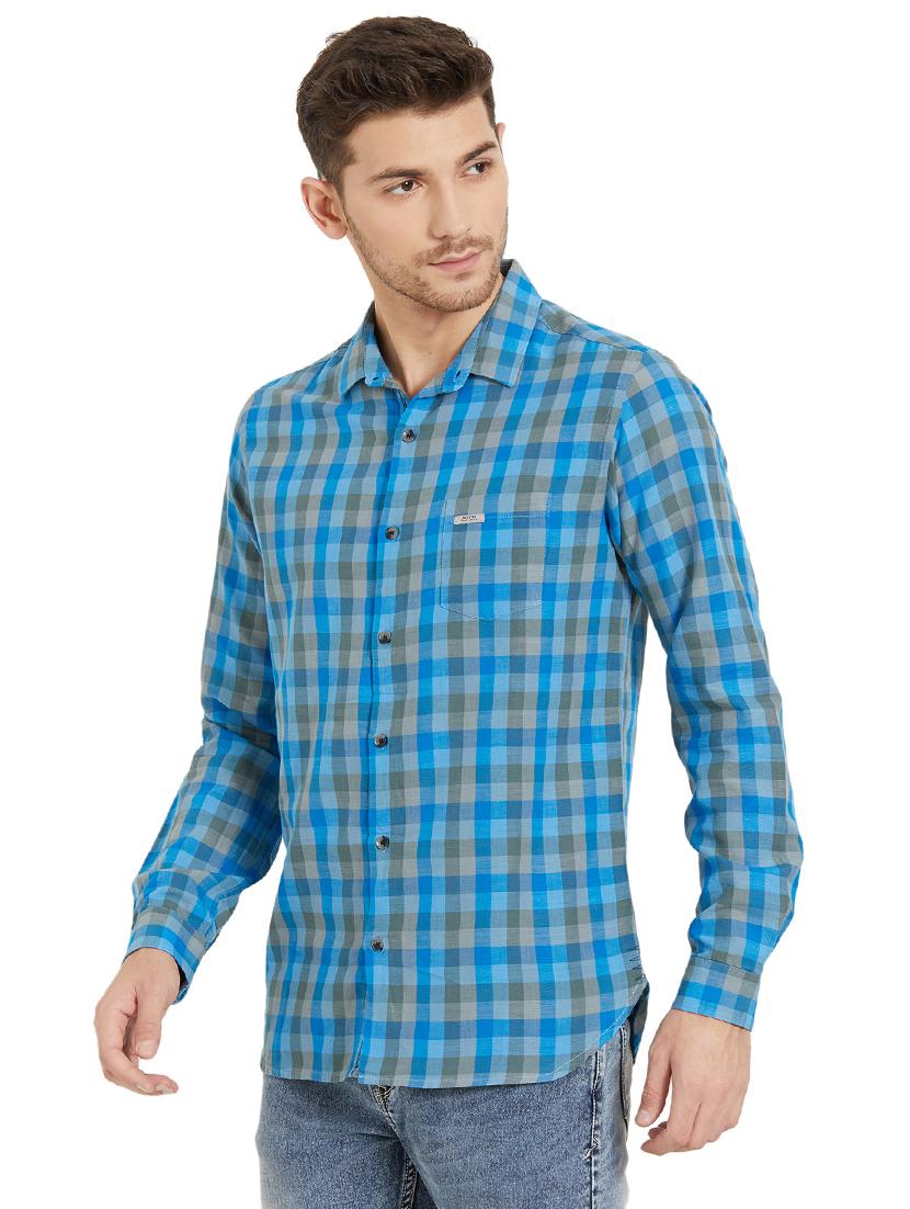 blue checkered casual shirt - 15925676 - Standard Image - 1