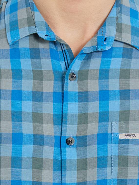 blue checkered casual shirt - 15925676 - Standard Image - 4