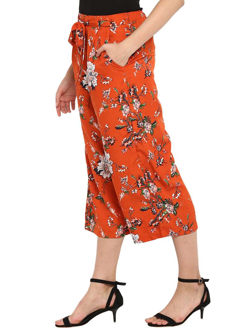 tie up waist floral culotte - 15926581 -  Standard Image - 1