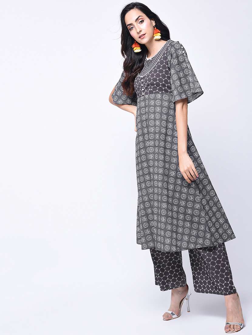 printed flared kurta with palazzo set