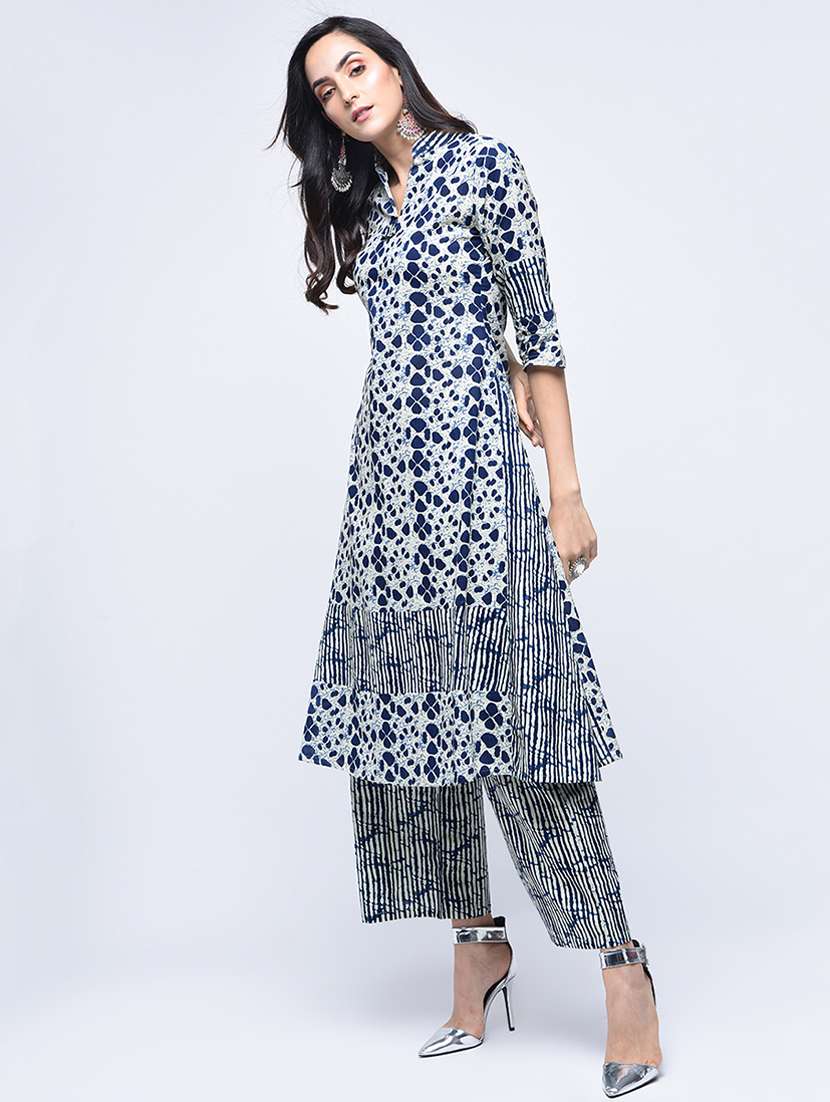 printed a-line kurta with palazzo set