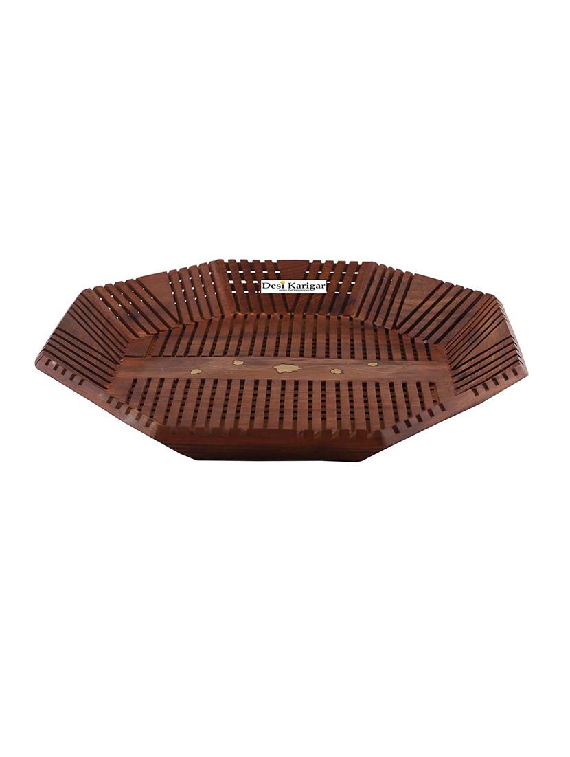 desi karigar octagon cutting wood tray