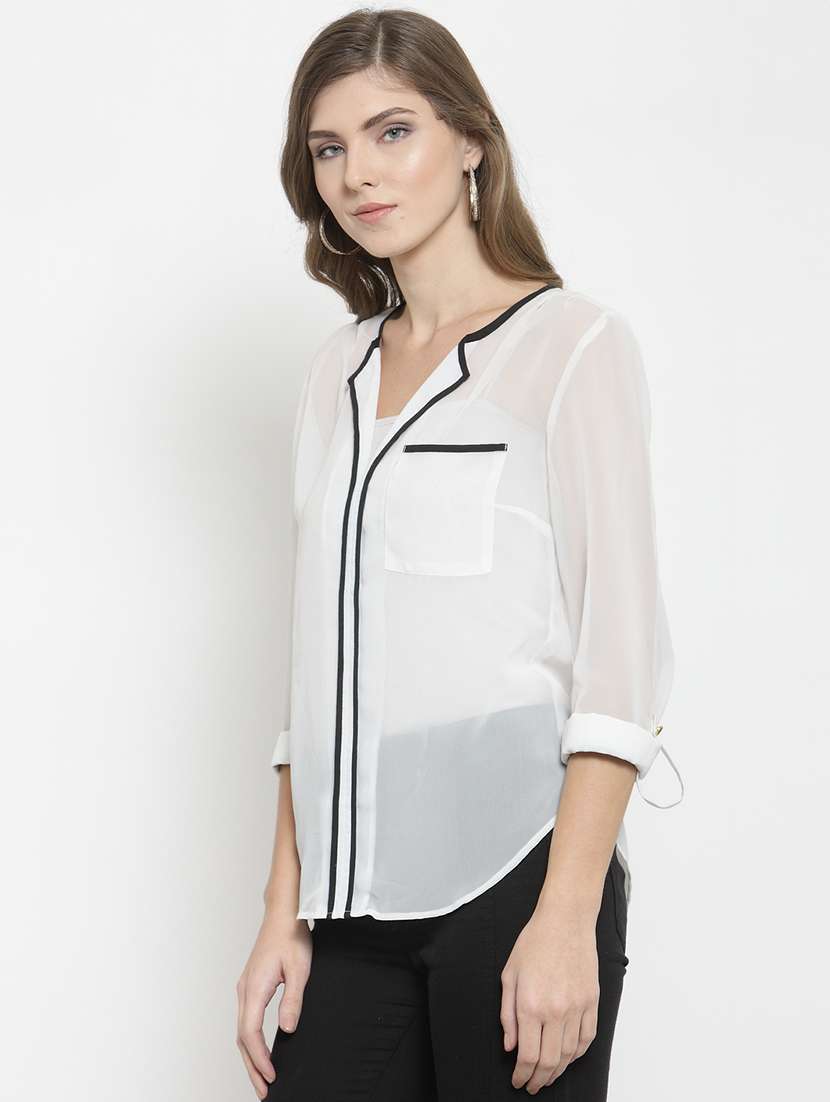 women's straight lapel neck top - 15927602 -  Standard Image - 1