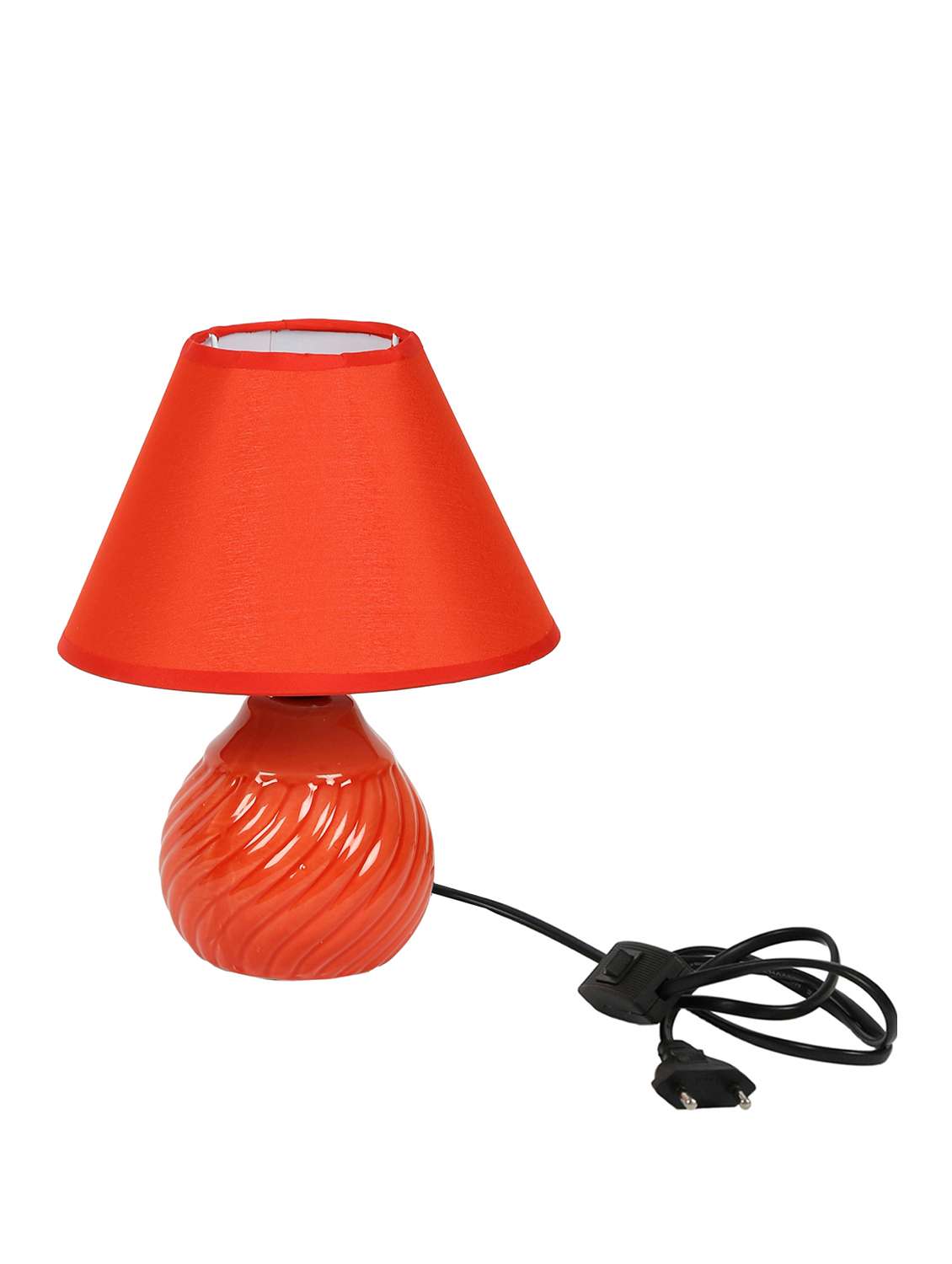 vintage style polished ceramic round red table lamp - 15928385 -  Standard Image - 1