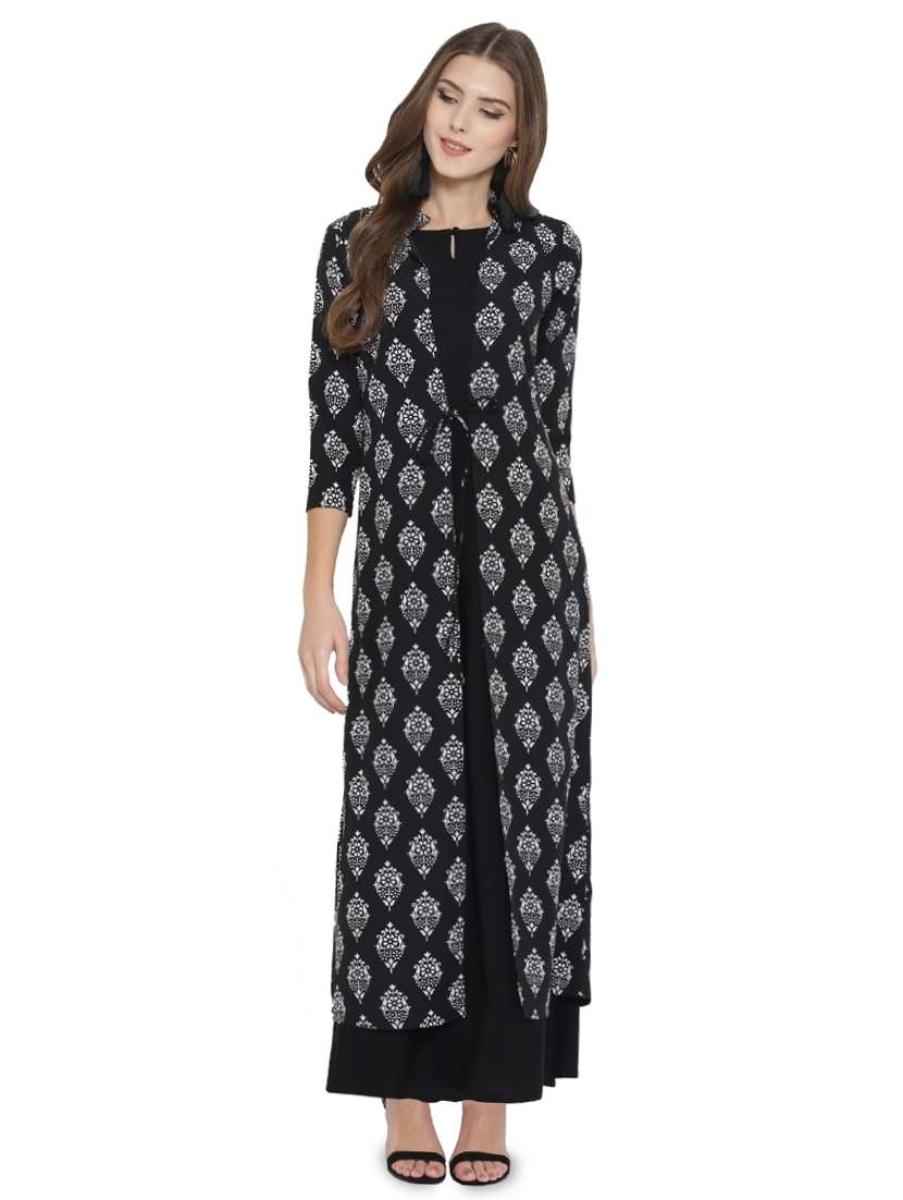 block print layered maxi dress