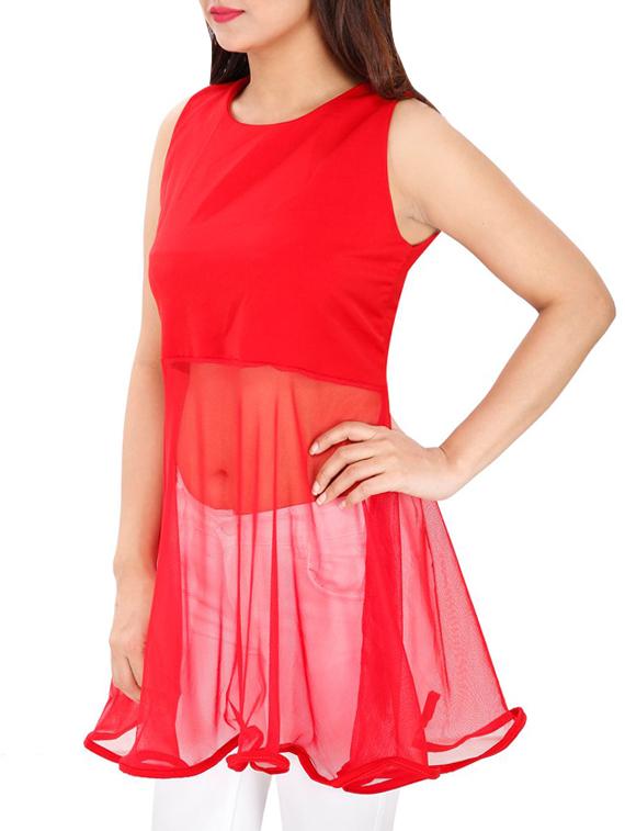 sheer ruffled paneled top - 15931470 - Standard Image - 1