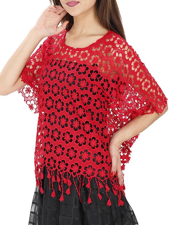 tasseled hem crochet top - 15931478 - Standard Image - 1
