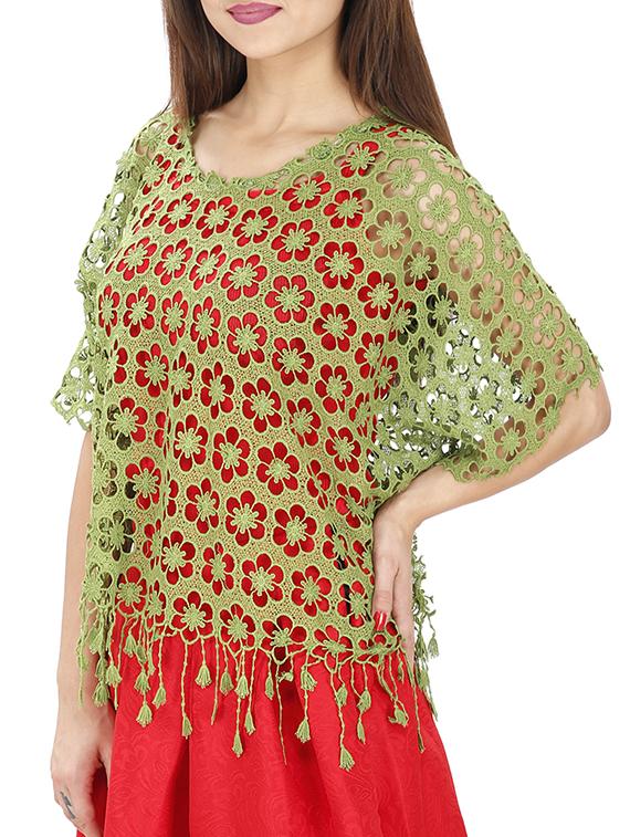 tasseled hem crochet top - 15931479 - Standard Image - 1
