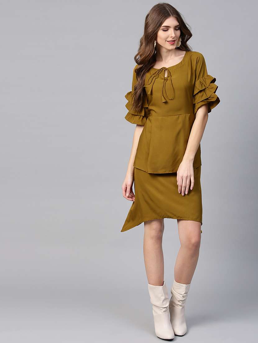 ruffle detail asymmetric dress