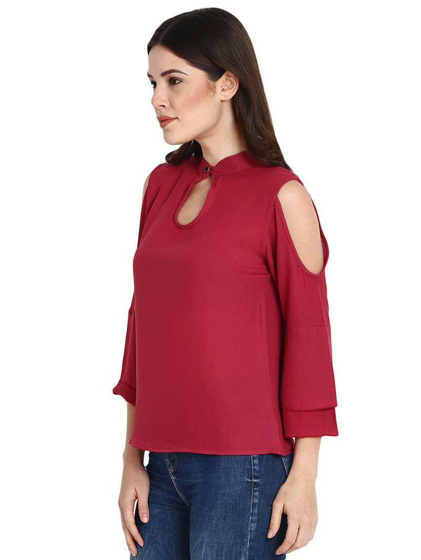 cold shoulder bell sleeved top - 15933733 -  Standard Image - 1