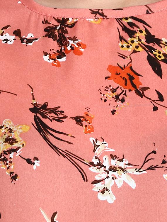 cold shoulder floral pleated top - 15933742 - Standard Image - 4
