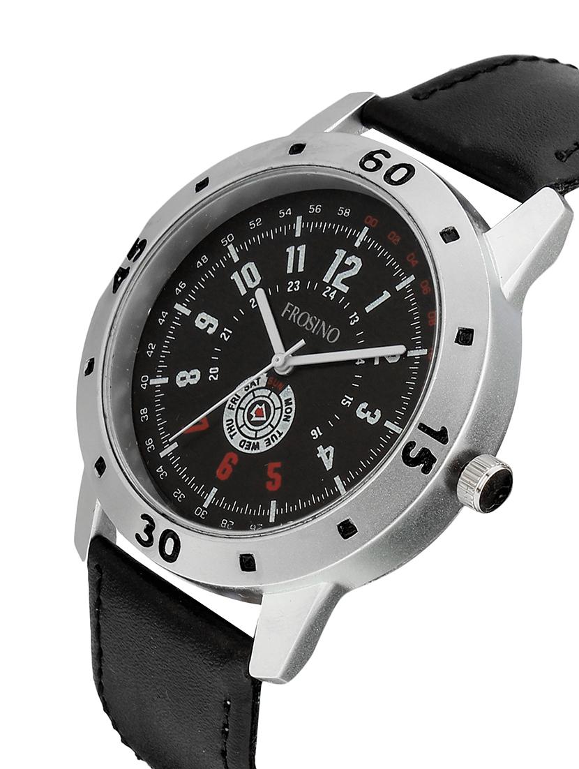 frosino black strap silver case analog watch for boys and men - 15933770 - Standard Image - 1