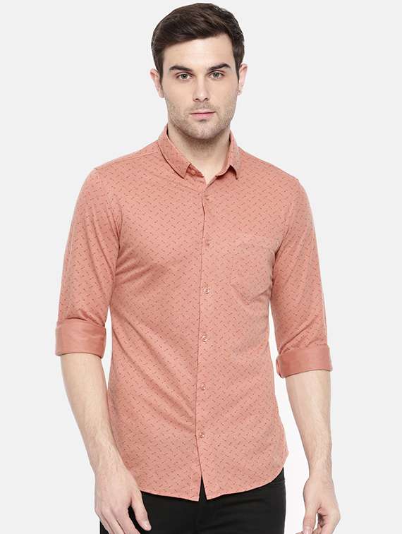 orange printed casual shirt
