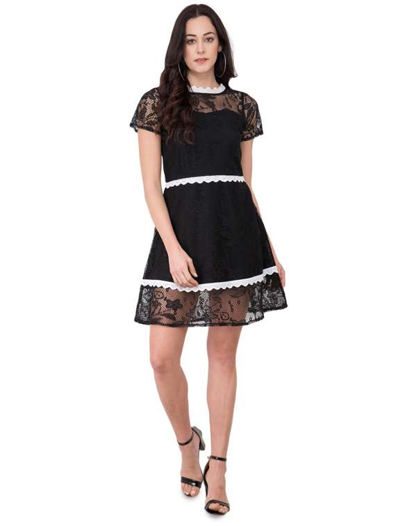 women's fit & flare self design dress