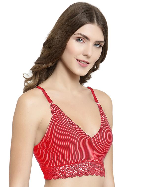 lace detail striped bralette - 15935100 - Standard Image - 1