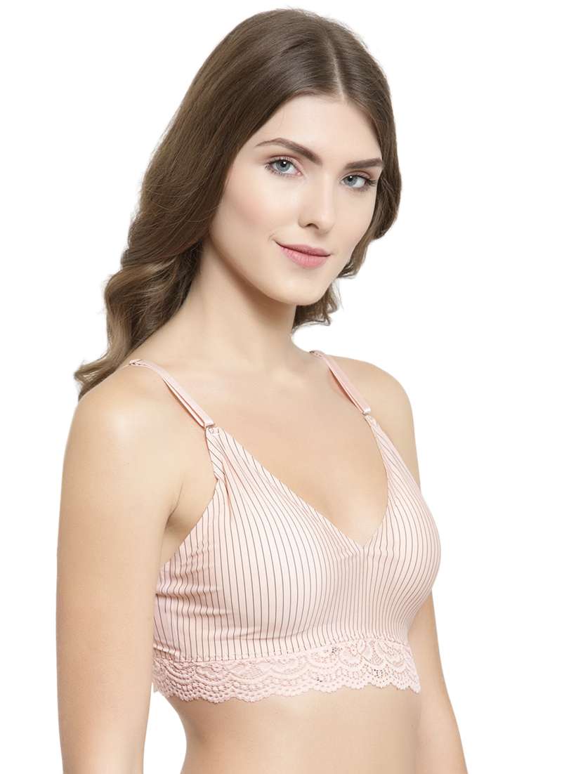 lace detail striped bralette - 15935105 -  Standard Image - 1