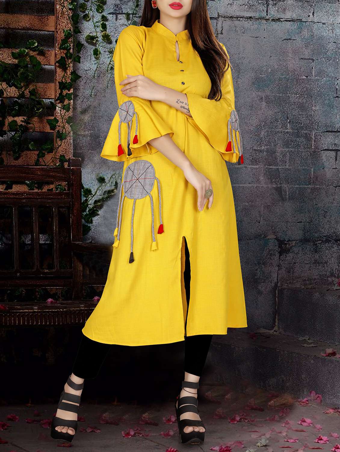a-line bell sleeves kurta