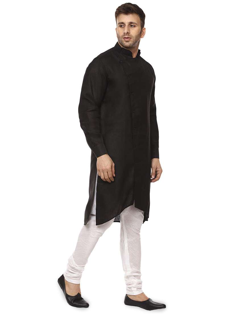 black cotton kurta pyjama set - 15937898 -  Standard Image - 1