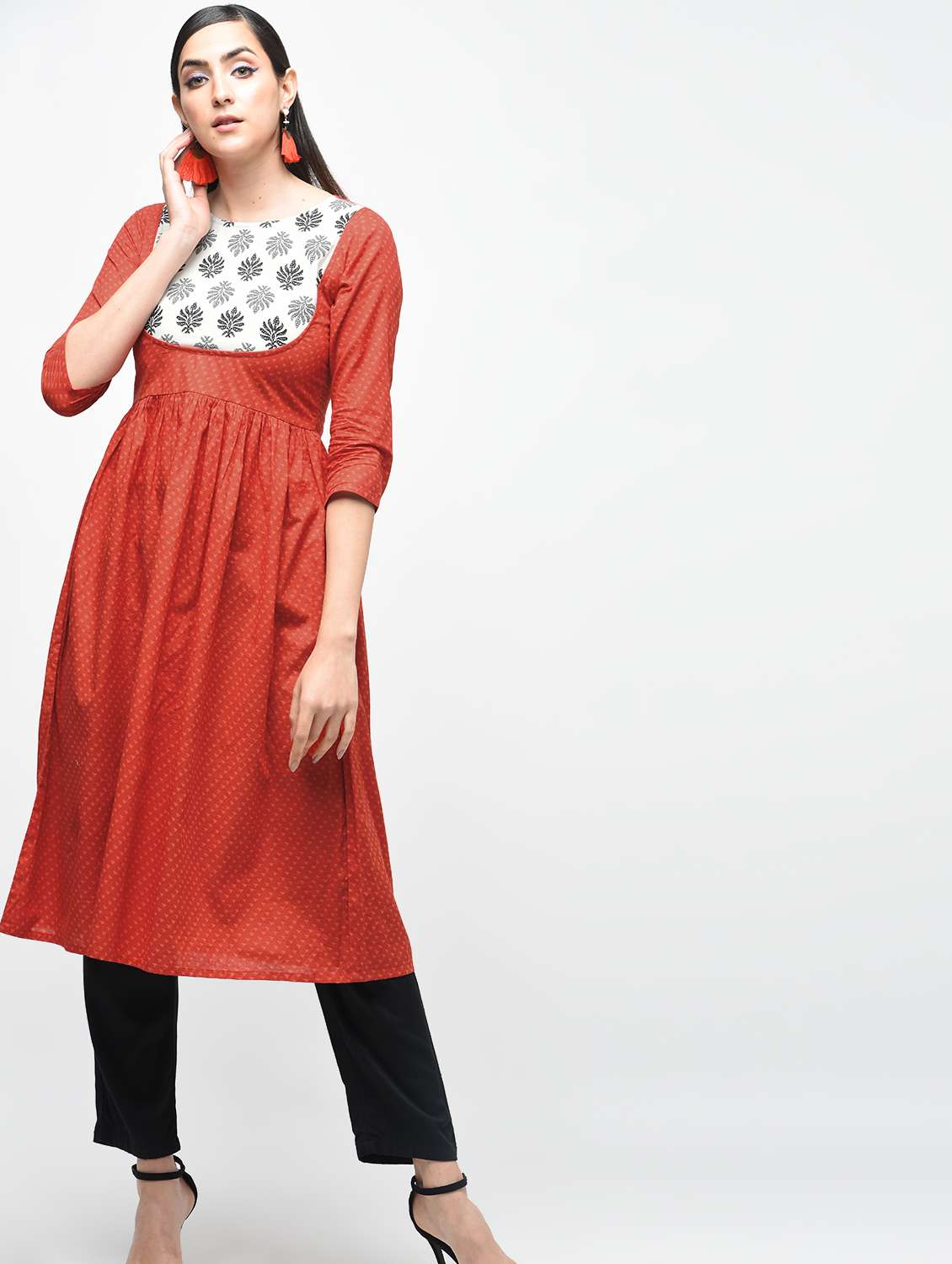 geometrical printed flared kurta