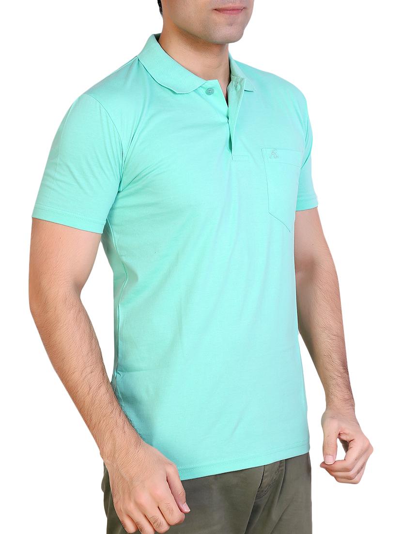 aqua blue solid pocket tshirt - 15942196 - Standard Image - 1