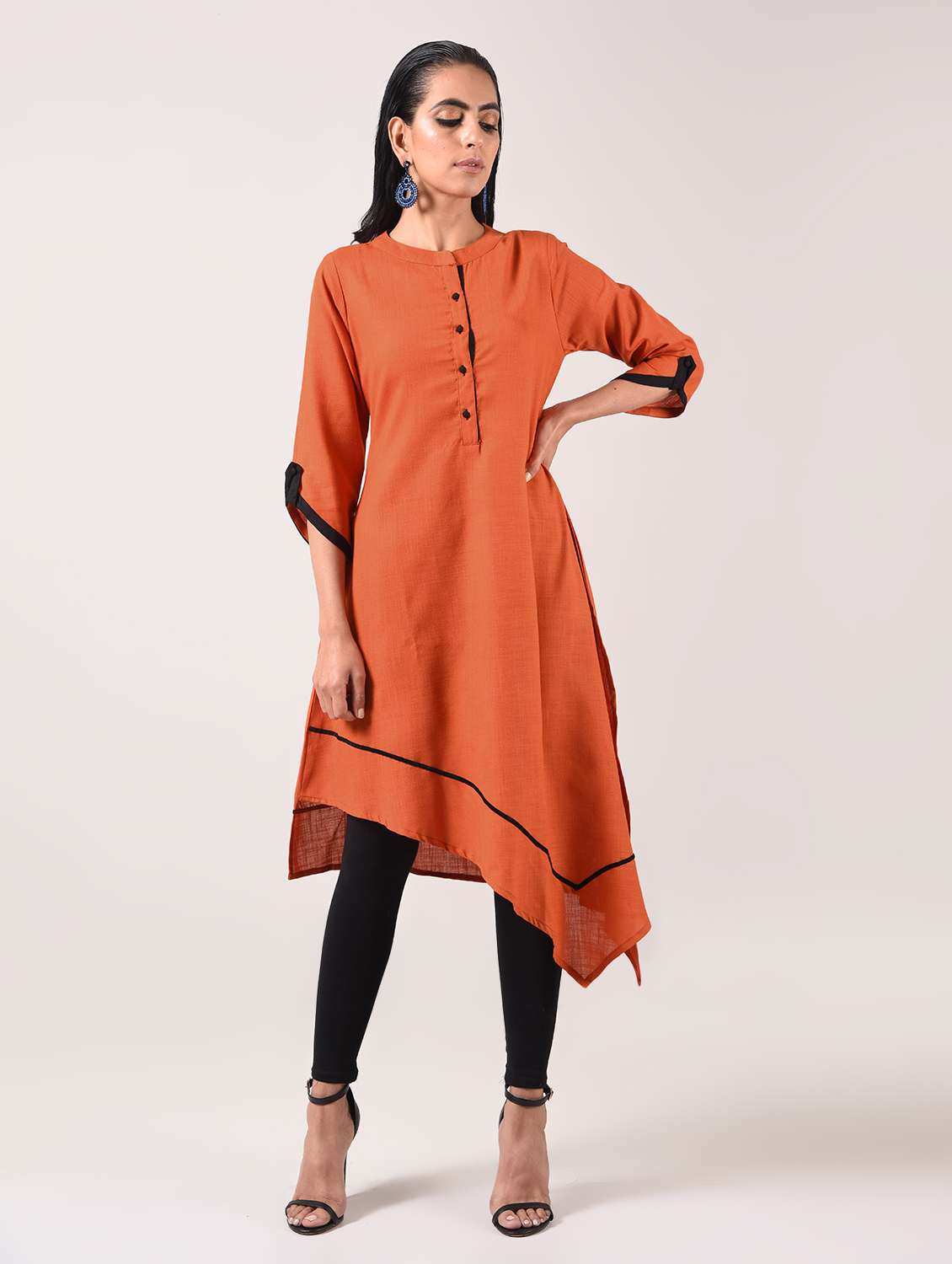 solid asymmetric kurta