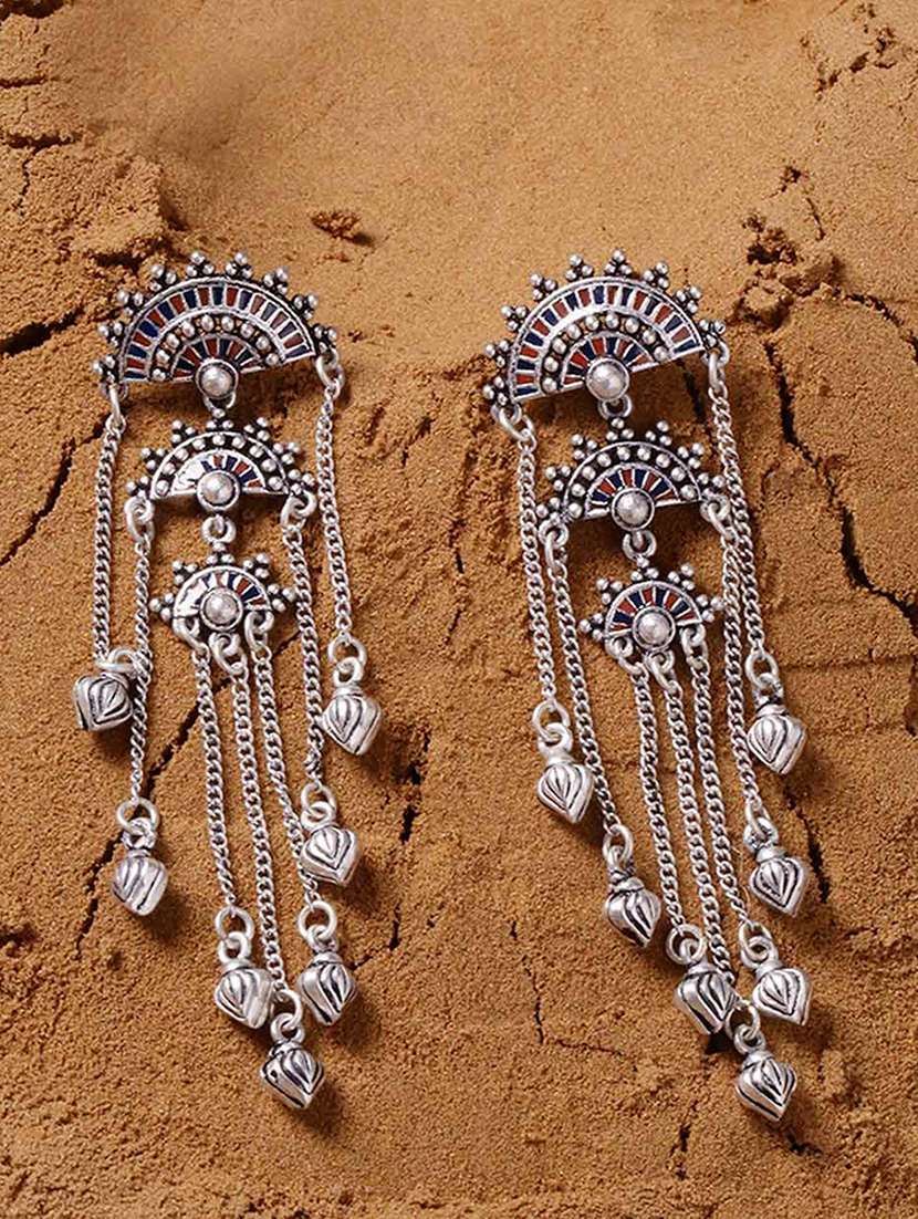 silver brass chandellier earring