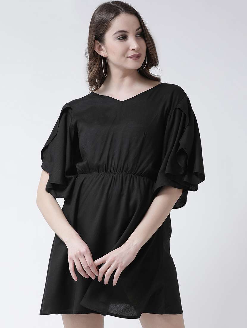 flutter sleeved a-line dress