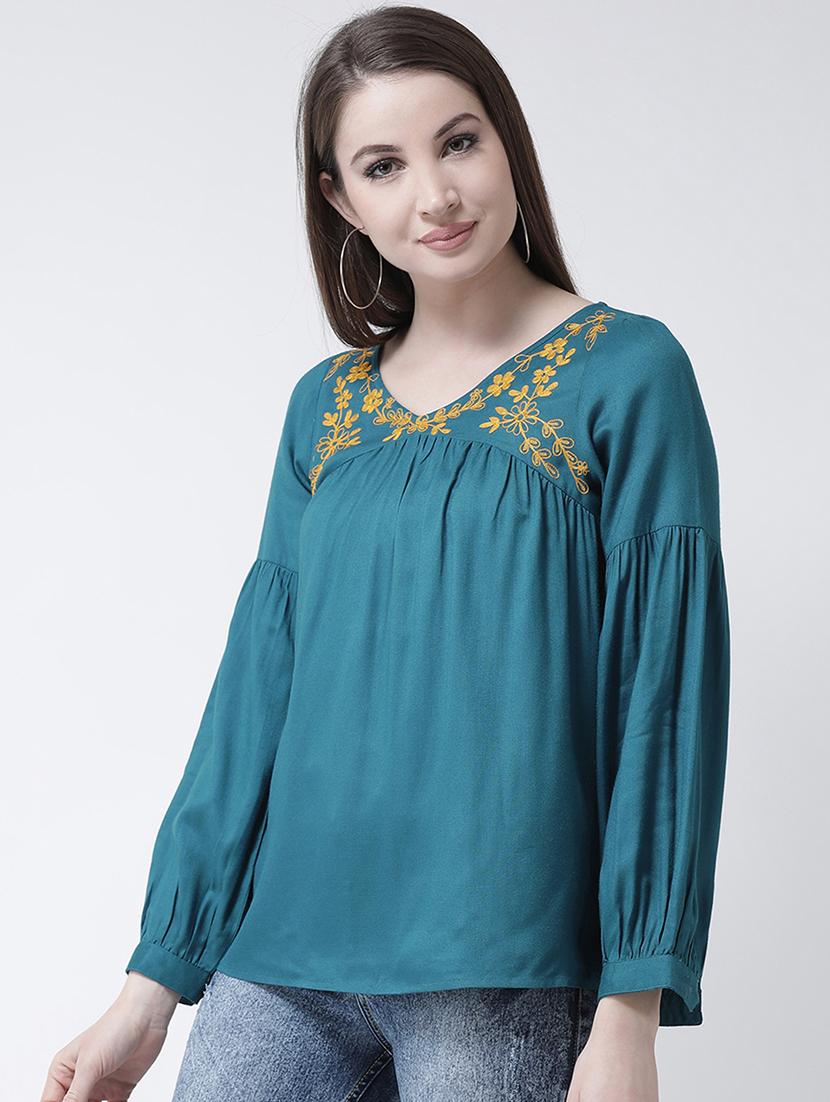 floral embroidered gathered top - 15944609 -  Standard Image - 1